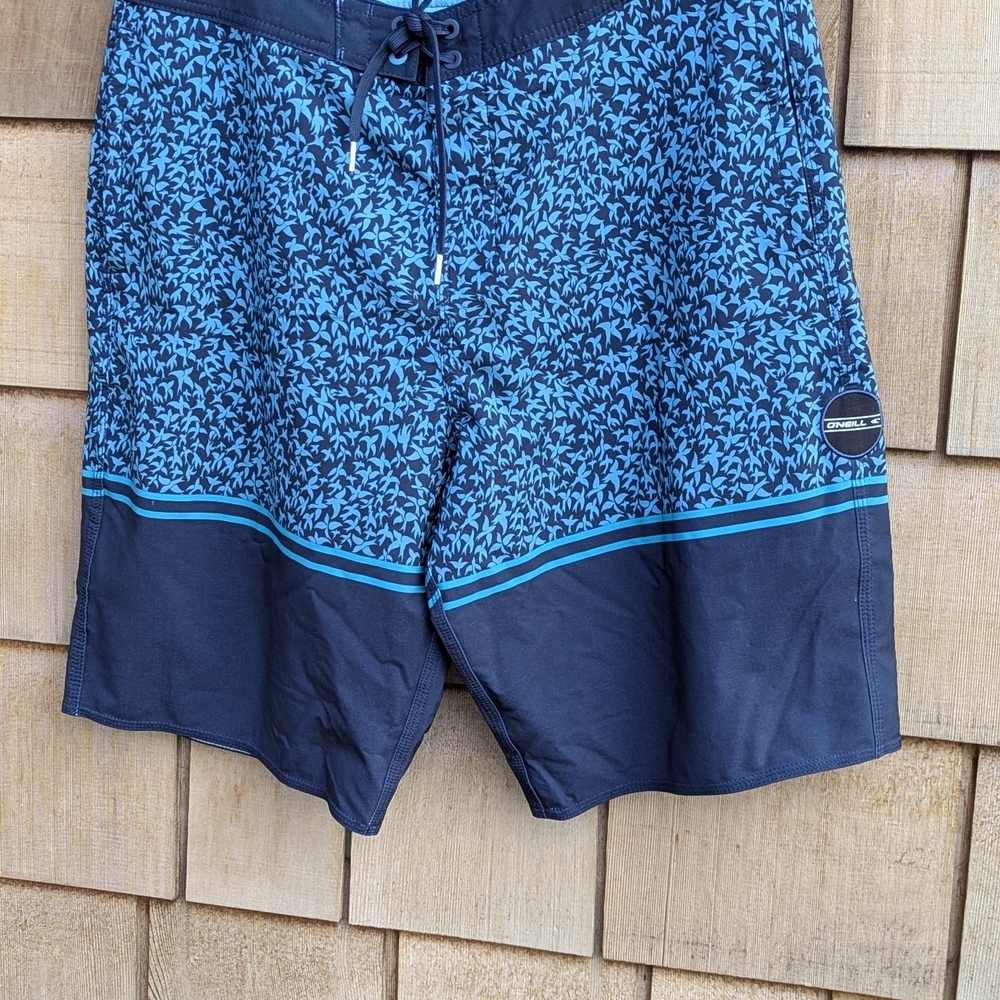 Men's Blue Patterned Swim Shorts
